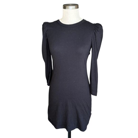 ALC Candice Black 3/4 Sleeve Puff Shoulder Mini Bodycon Dress Women's Size XS - Picture 1 of 7